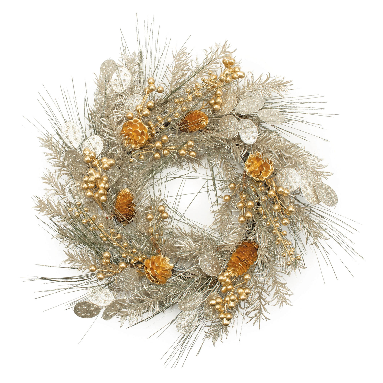 Mixed Pine and Berry Wreath 20”D Plastic