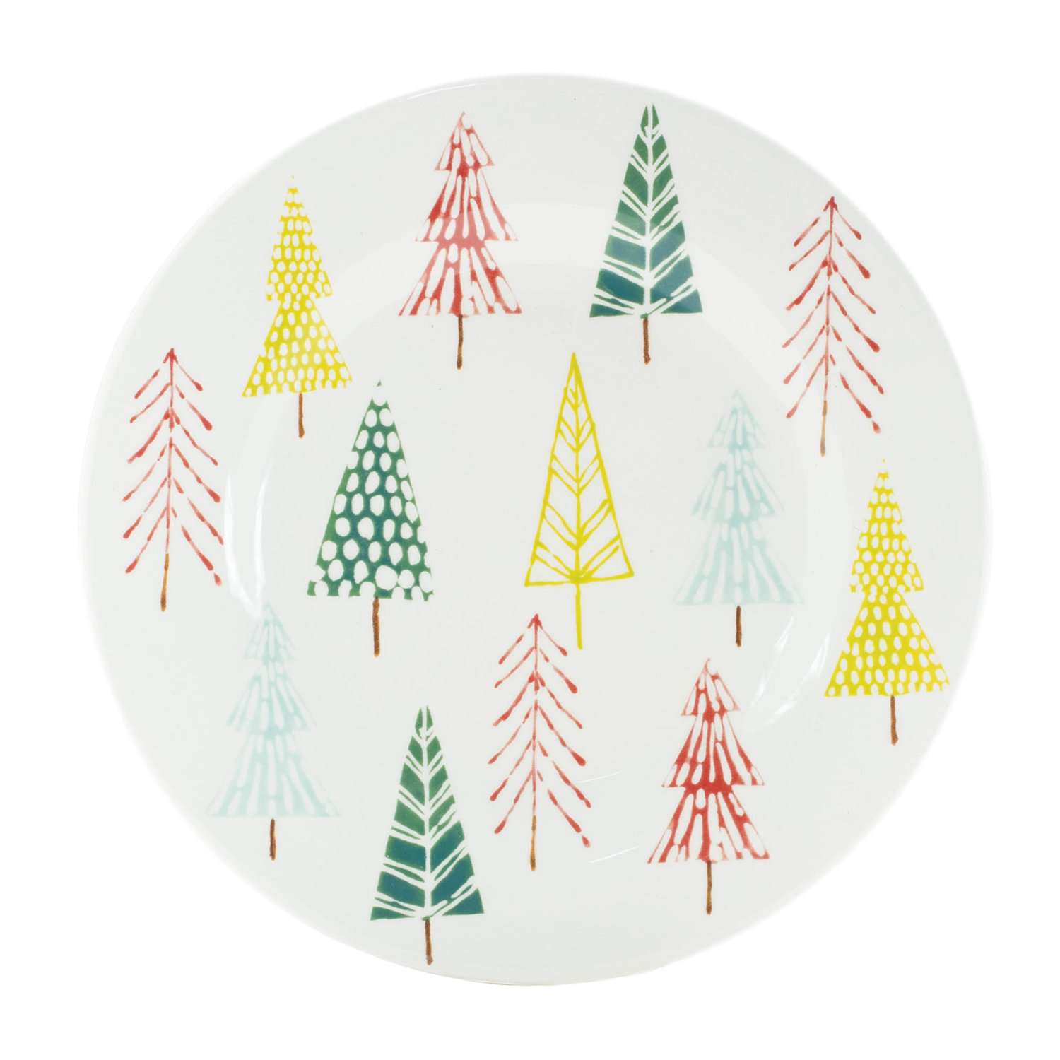 Plate w/Tree Pattern (Set of 4) 8”D Ceramic