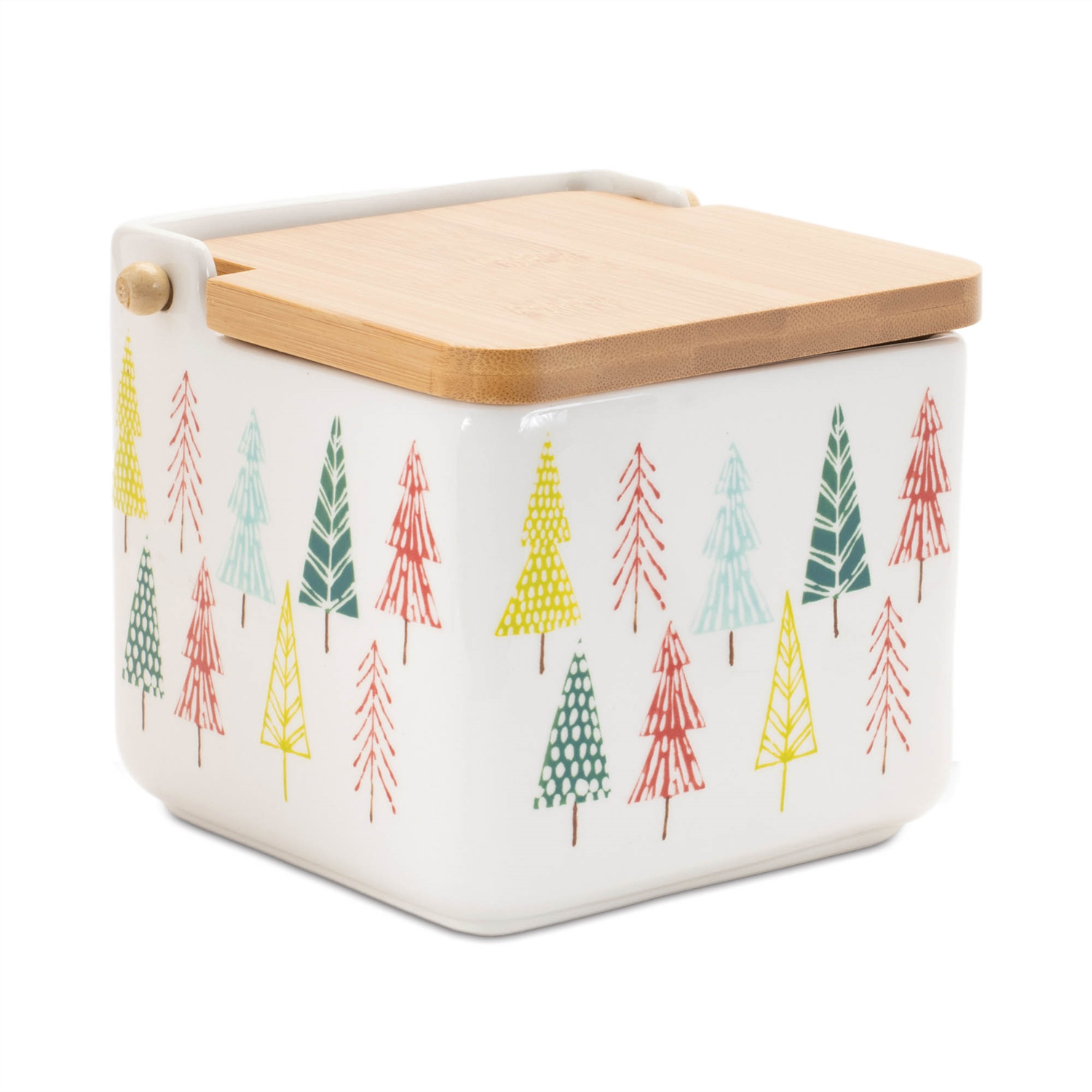 Box w/Tree Pattern (Set of 2) 5"SQ x 4.75"H Ceramic
