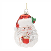Santa w/Cocoa Ornament (Set of 6) 5”H Glass