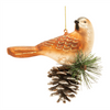 Bird and Cone Ornament (Set of 6) 5”H Glass