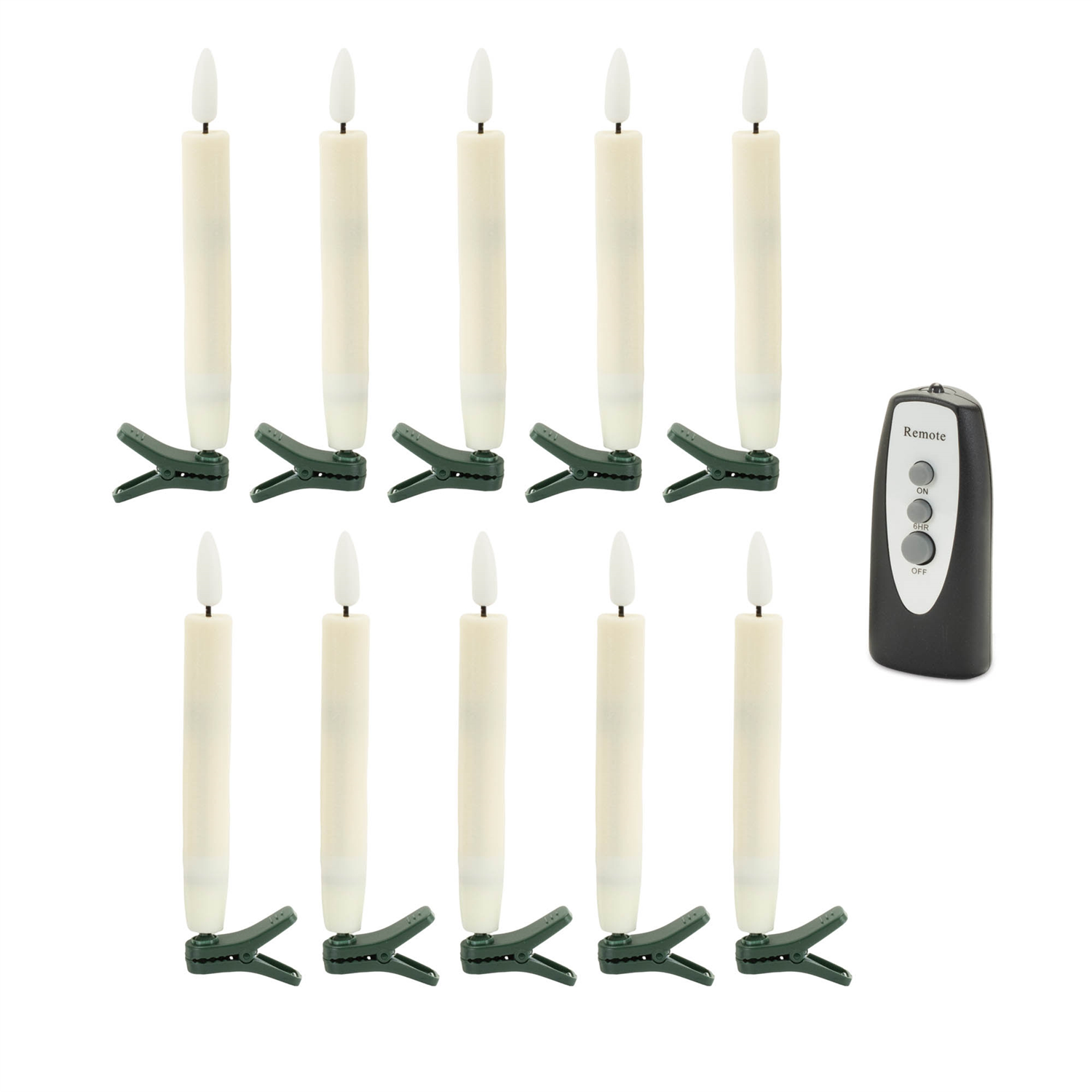 Candle Clip w/Remote (Set of 10) IVORY 5.5”H 1 AAA Battery Not Included
