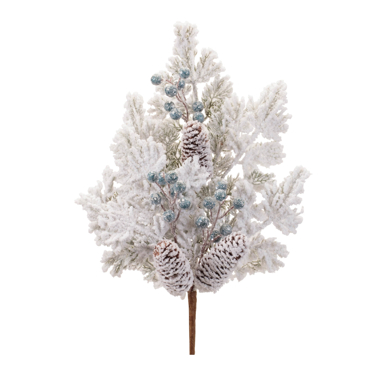 Flocked Pine w/Berry Spray (Set of 2) 26.5”H Plastic