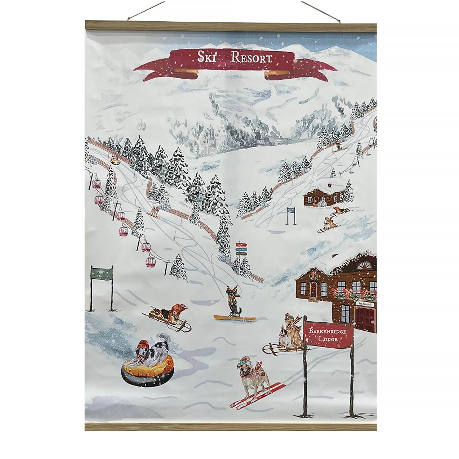 Ski Dogs Banner 36"L x 48"H Canvas/MDF