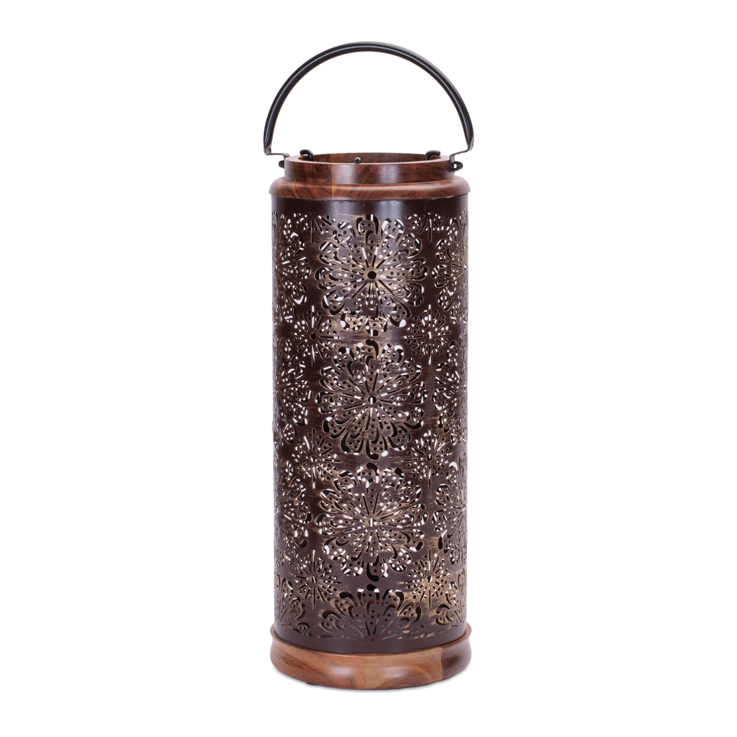 Lantern 7.5"D x 19"H Wood/Metal