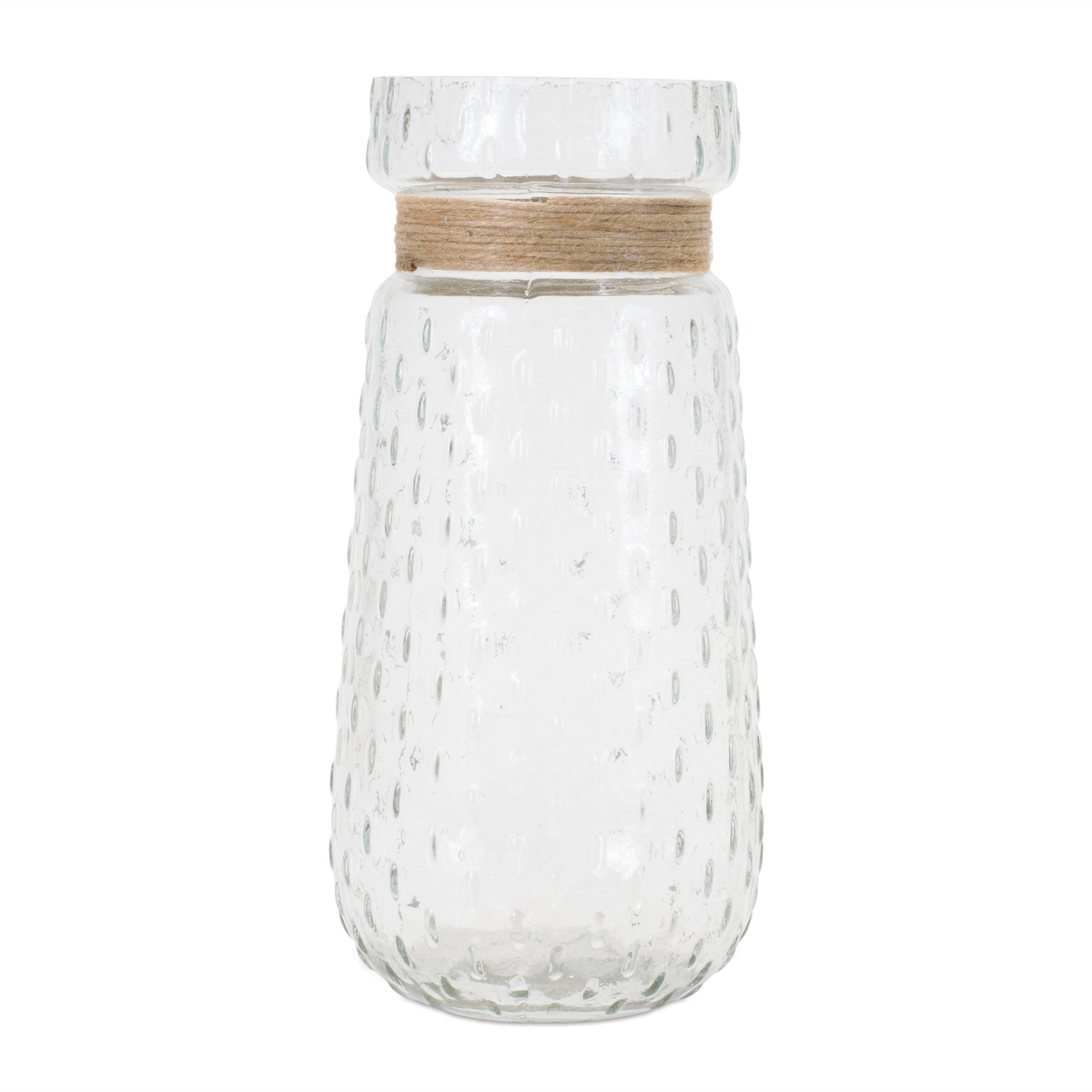 Vase (Set of 2) 5"D x 10"H Glass/Jute