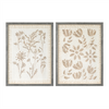 Framed Floral Wall Décor (Set of 2) 18"L x 24"H Glass/MDF/Paper