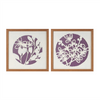 Framed Floral Wall Décor (Set of 2) 14”SQ Paper/MDF/Glass