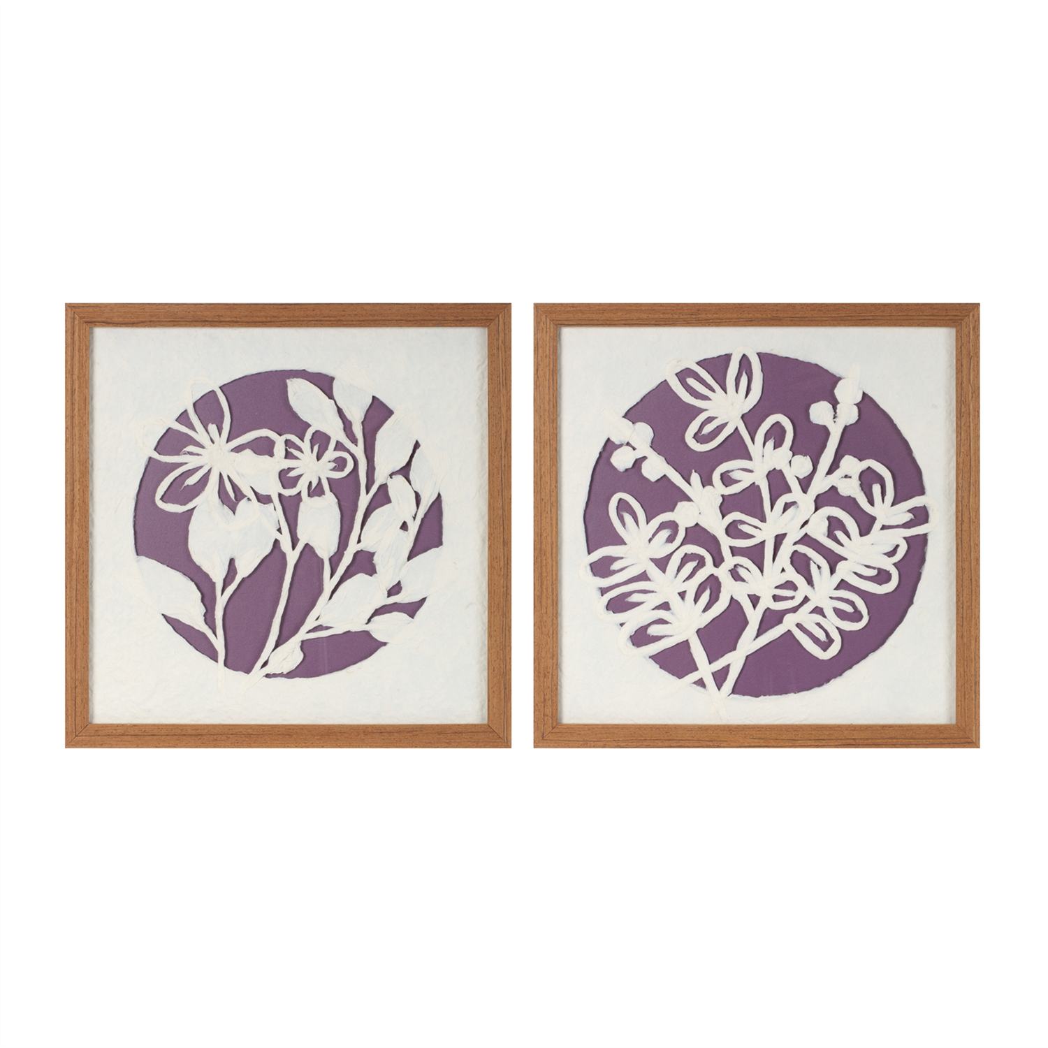 Framed Floral Wall Décor (Set of 2) 14”SQ Paper/MDF/Glass