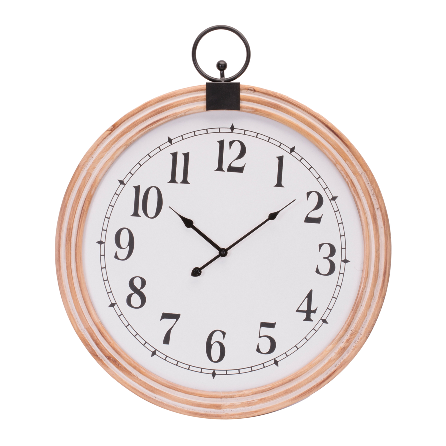 Wall Clock 24”D Wood/MDF 1 AA Battery Not Included