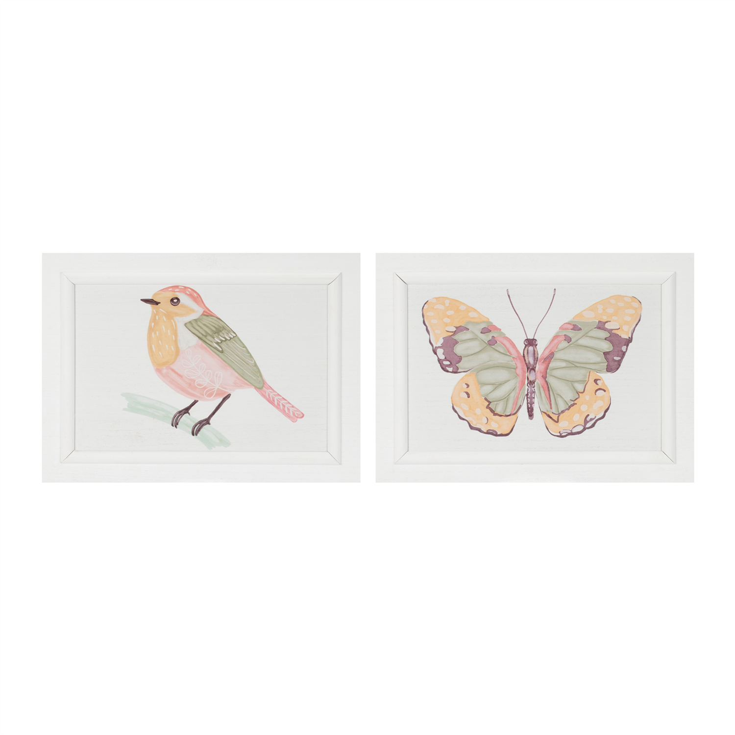 Bird and Butterfly Plaque (Set of 2) 11.5"L x 8.5"H MDF