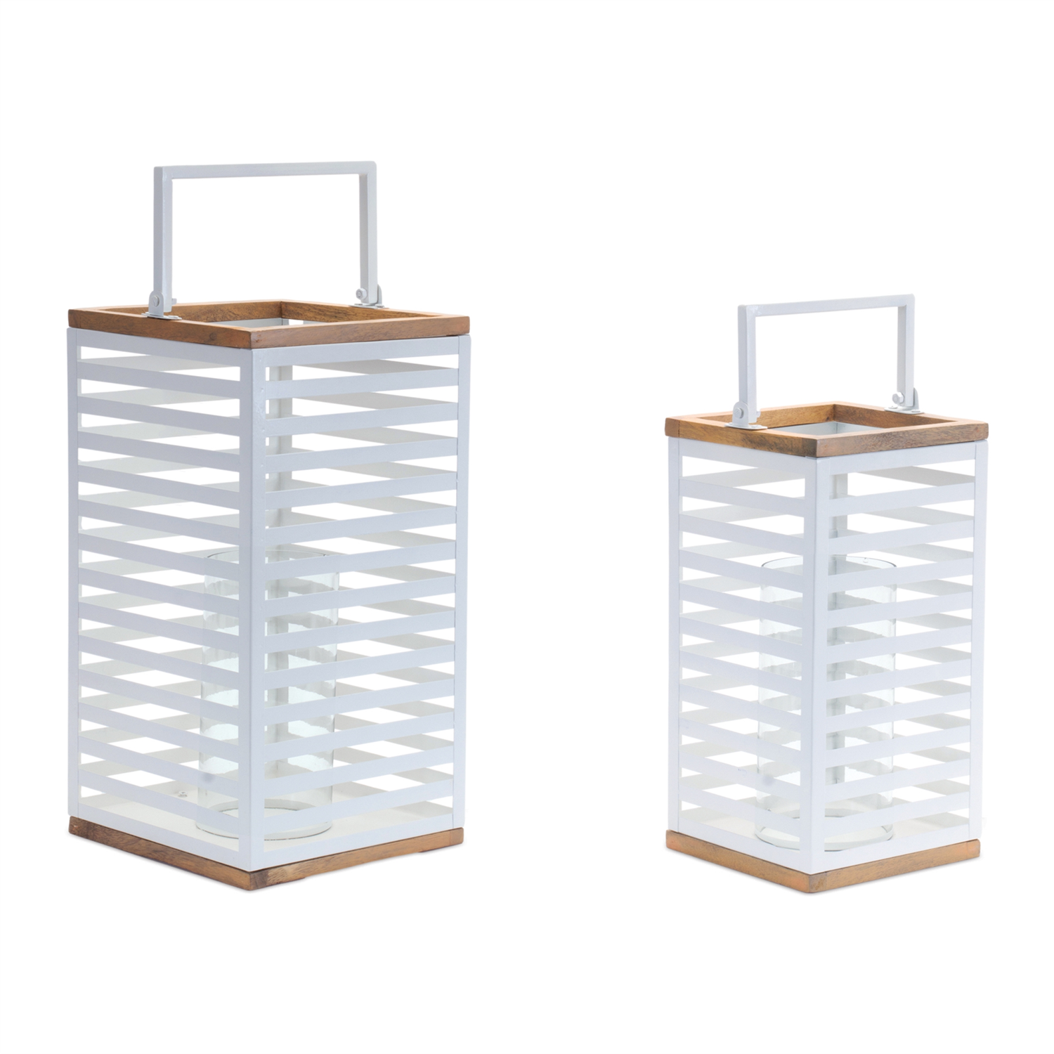 Lantern (Set of 2) 7"SQ x 13.75"H, 8.5"SQ x 16.5"H Metal/Glass