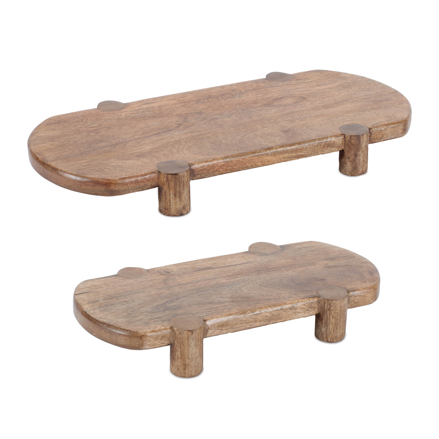 Pedestal (Set of 2) 13.5"L x 7"W x 2.25"H, 19.5"L x 9"W x 2"H Wood