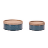 Canister (Set of 2) 9"D x 3.75"H, 11"D x 4.25"H Iron/Wood