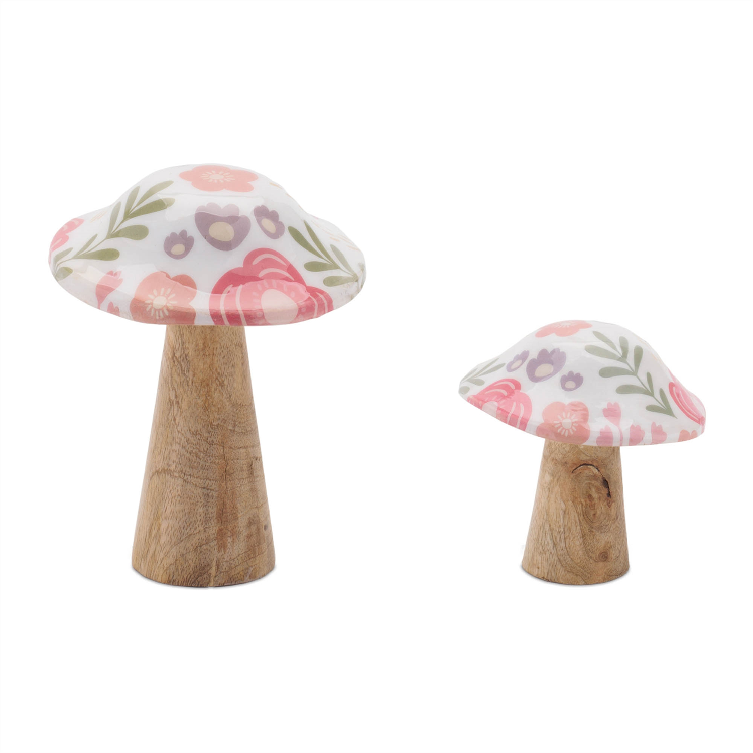 Mushroom (Set of 2) 3.75"H, 6.5"H Wood