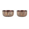 Planter (Set of 2) 9"D x 4.75"H, 10.25"D x 4.75"H Wood/Iron