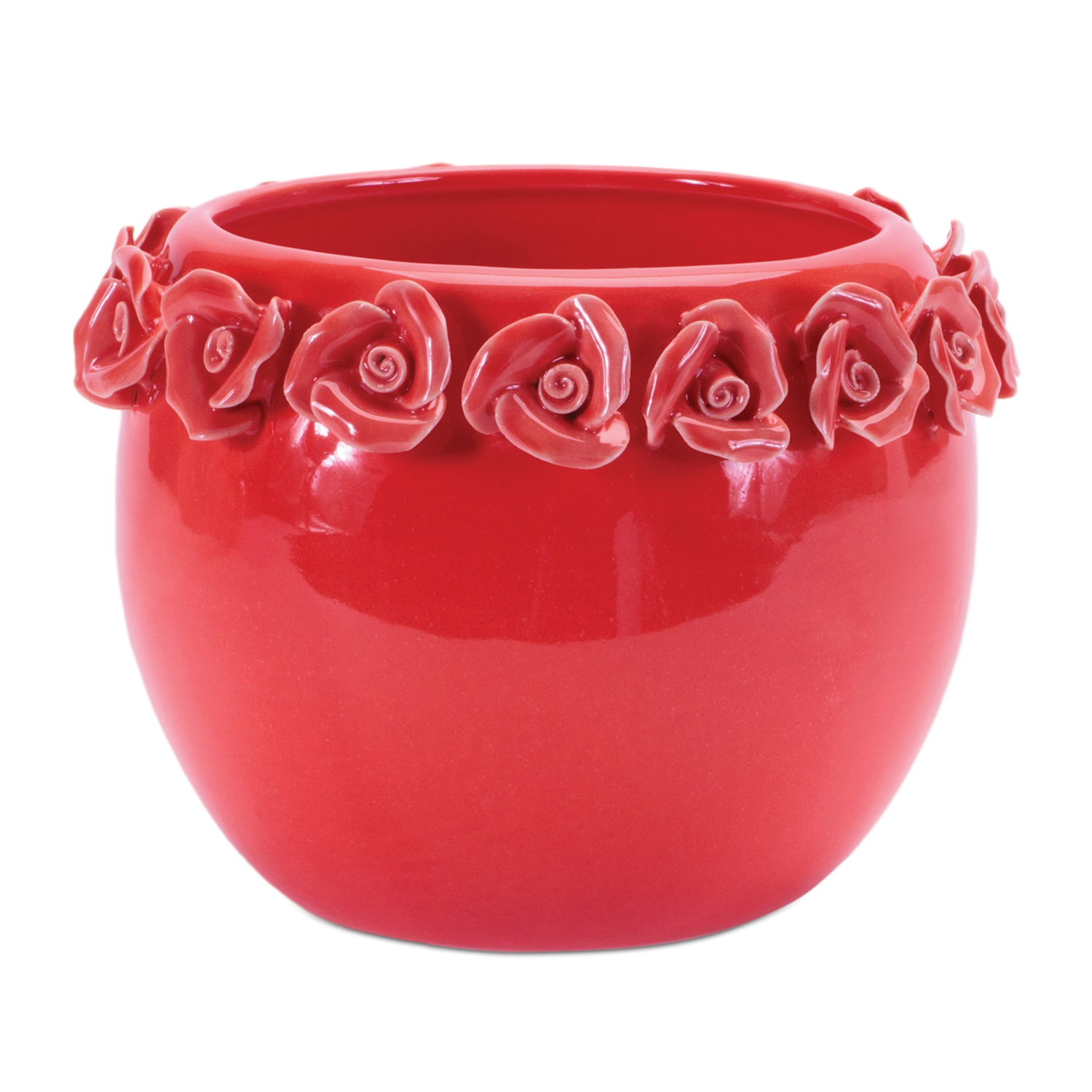 Container w/Floral (Set of 2) 6.5"D x 5.25"H Stoneware