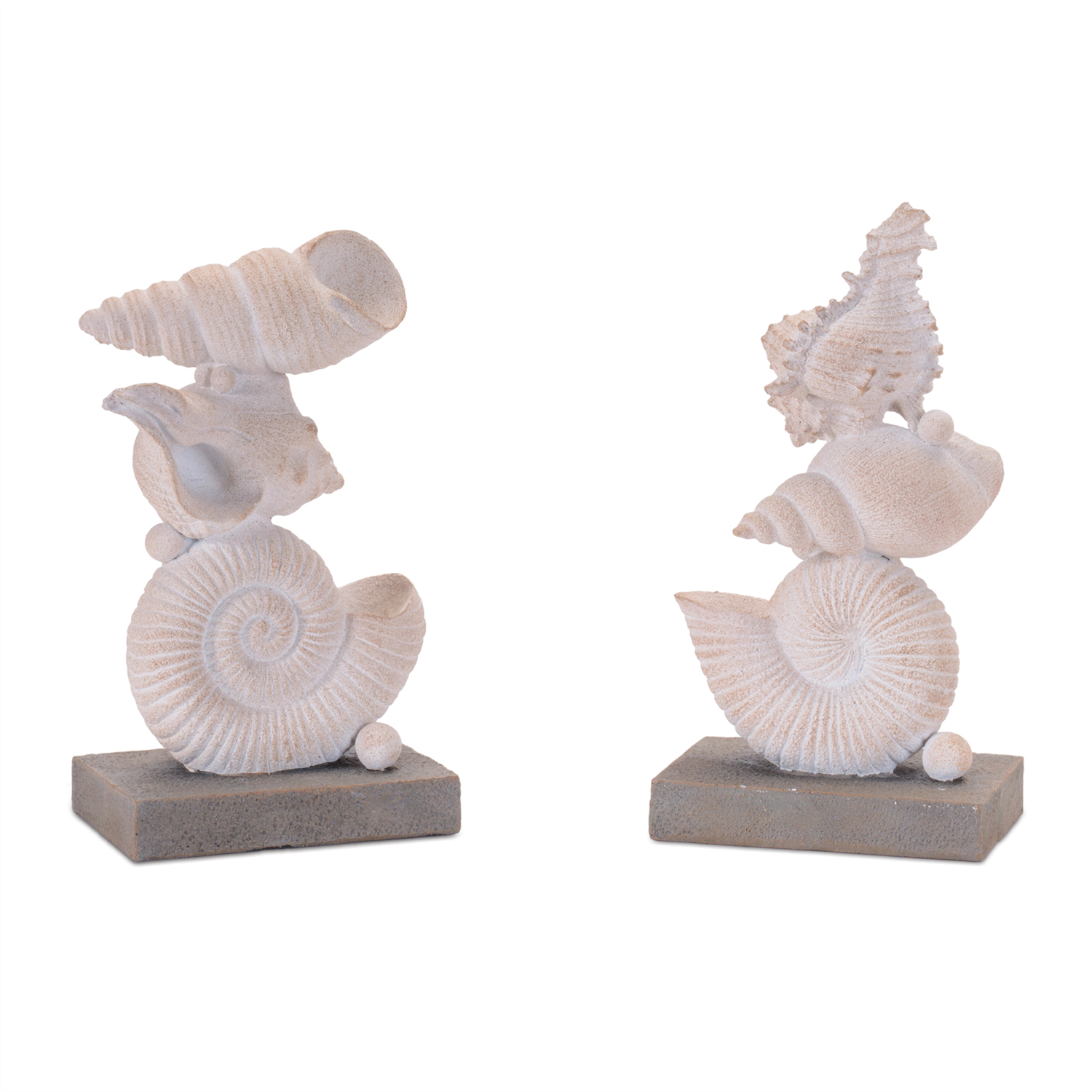 Shell Stack (Set of 2) 8"H Resin