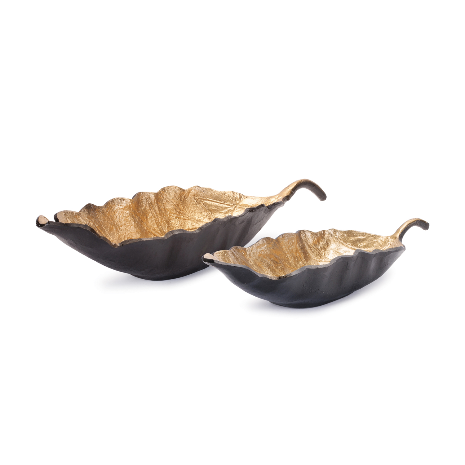 Leaf Platter (Set of 2) 24.5"L x 5.5"H, 31.75"L x 7"H Aluminum
