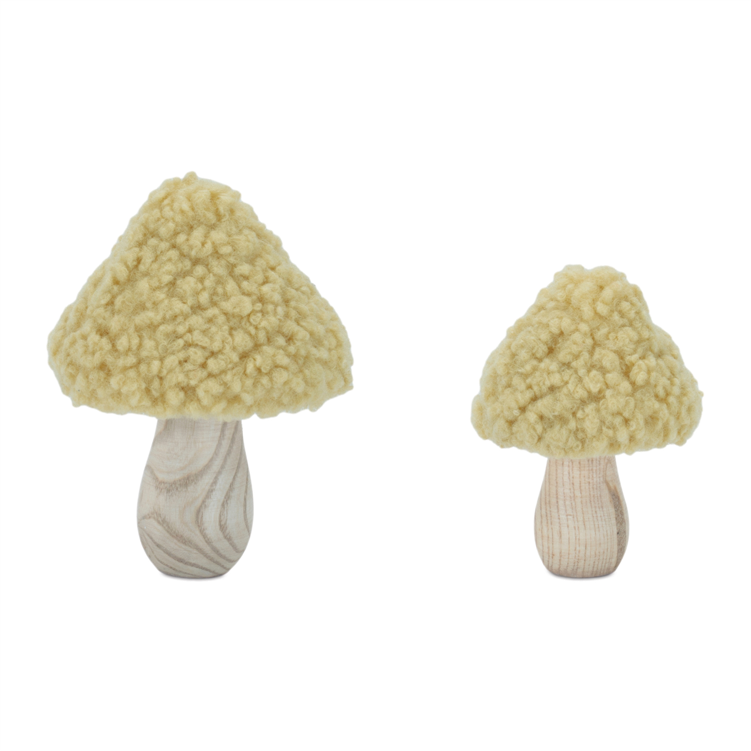 Mushroom (Set of 2) 4"H, 5.25"H Wood/Fabric