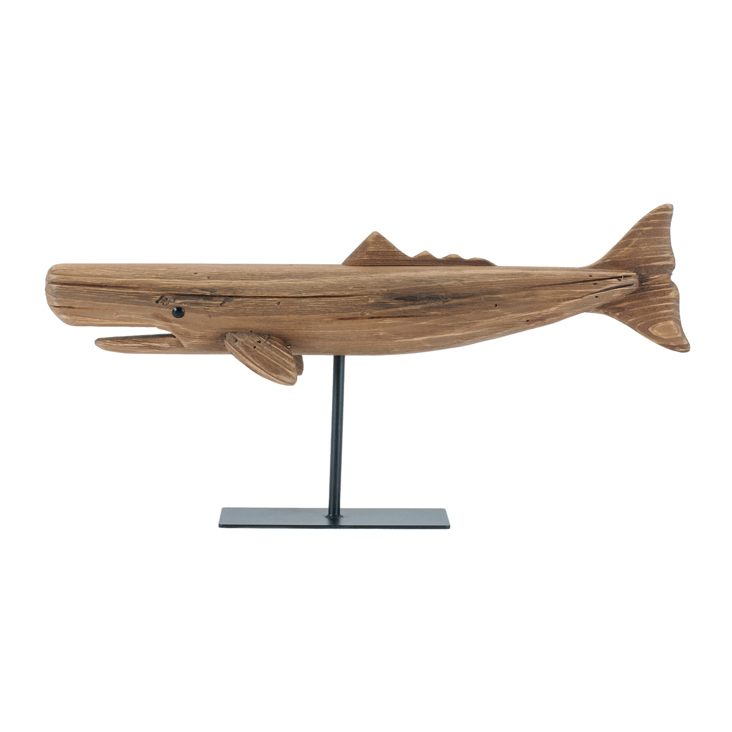 Whale on Stand (Set of 2) 17.5"L x 9"H Wood/Metal