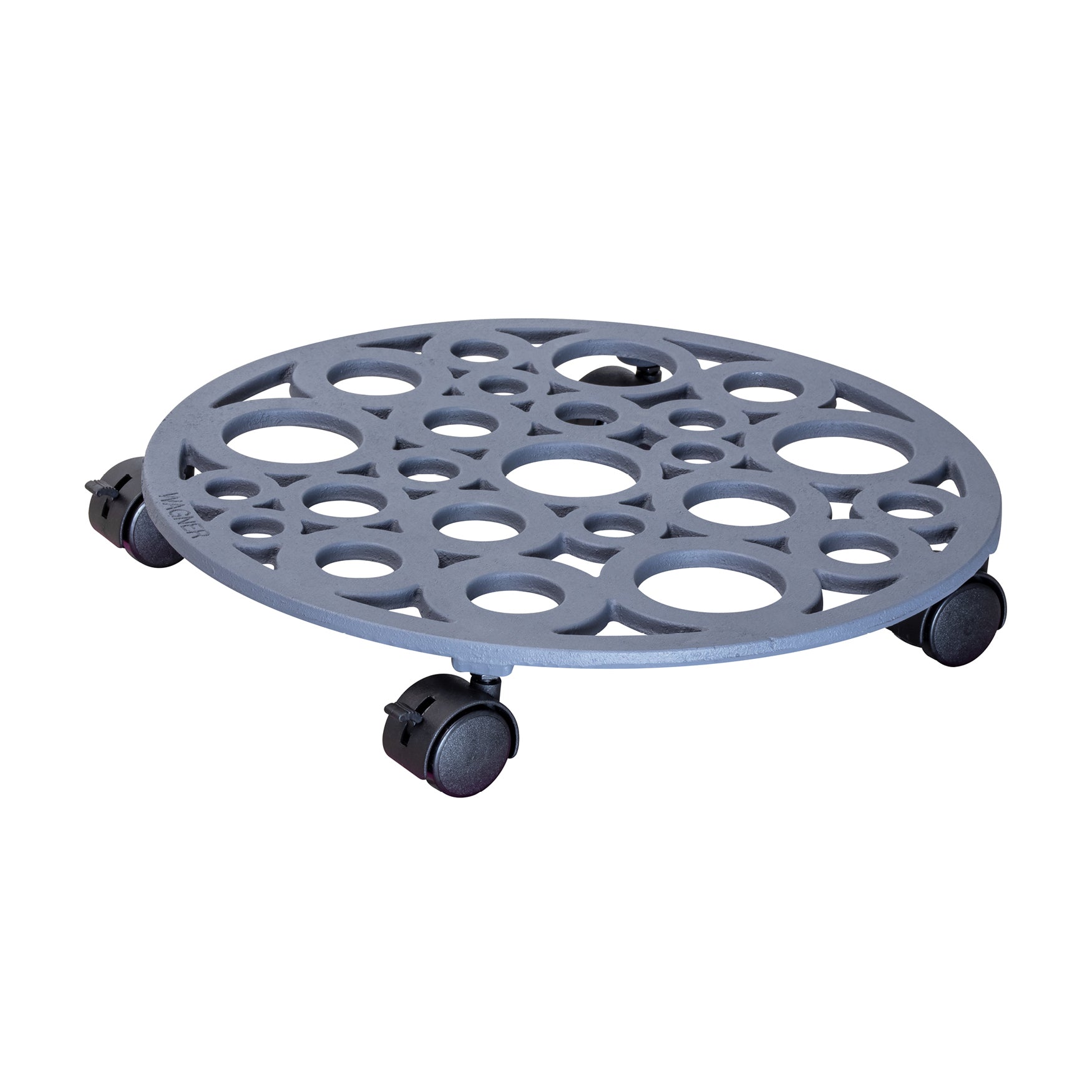 15" Pewter Round Cast Iron Plant Caddy