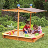 Wooden Children's Sandbox with Retractable Roof 4.66 ft. W x 4.66 ft. L x 4.33 ft. H