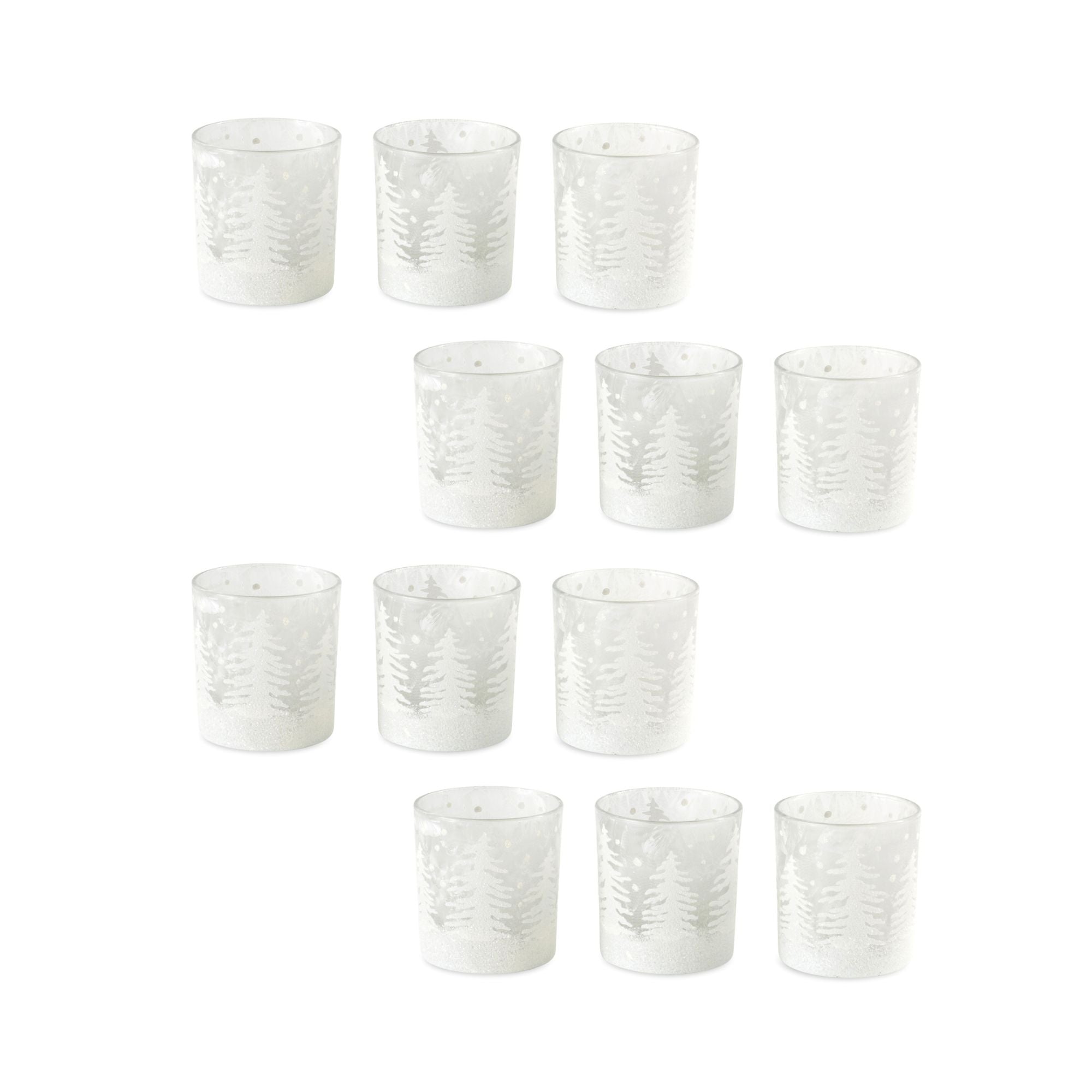 Tree Votive Holder (Set of 12) in PVC Box 3.5"H Glass