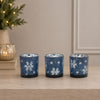 Frosted Votive Candle Holder with Snowflake Design (Set of 3)