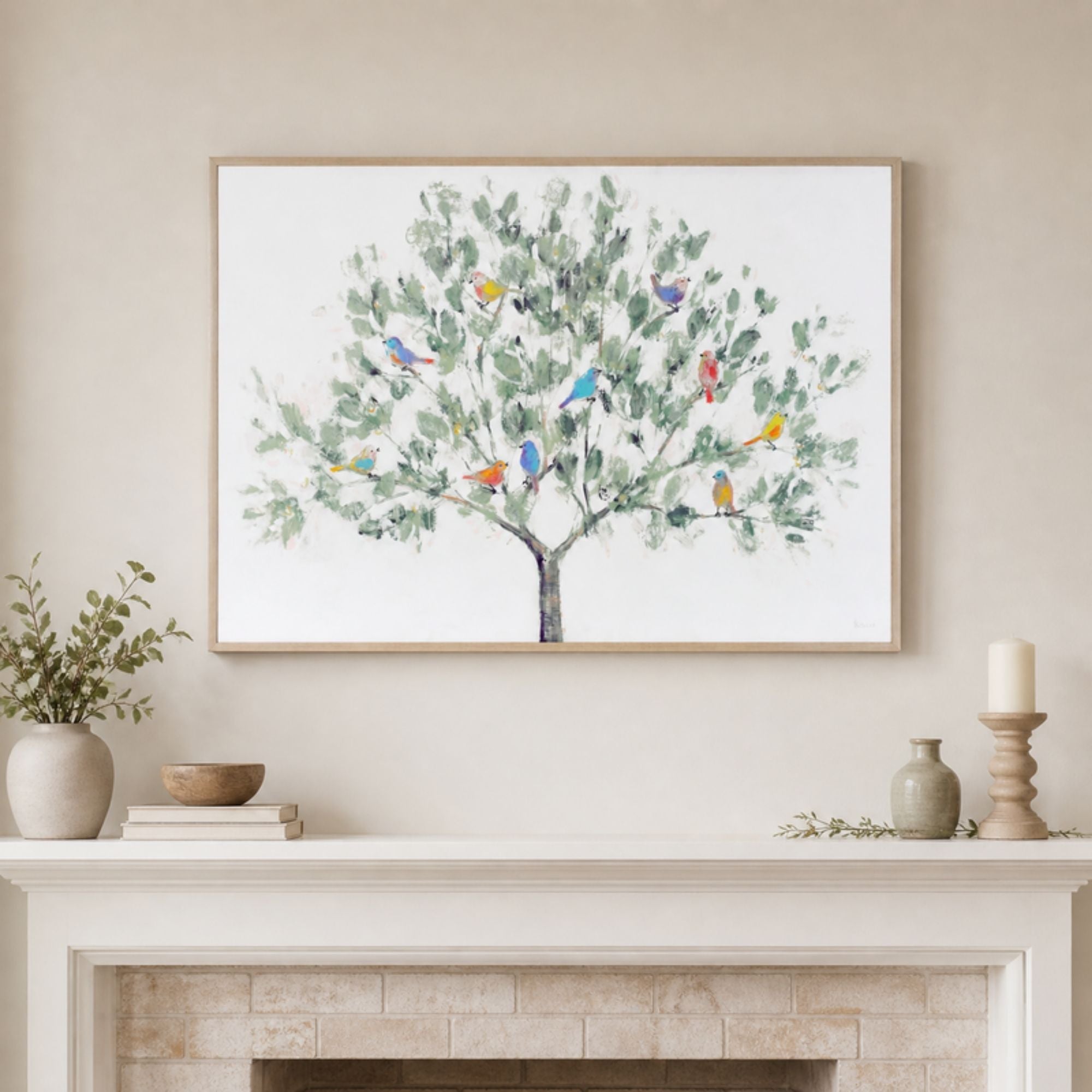 Birds in Tree Print 35"L x 28"H Plastic/Paper
