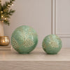 LED Globe w/Cone (Set of 2) 5"H, 7.5"H Glass 3 AA Batteries Not Included