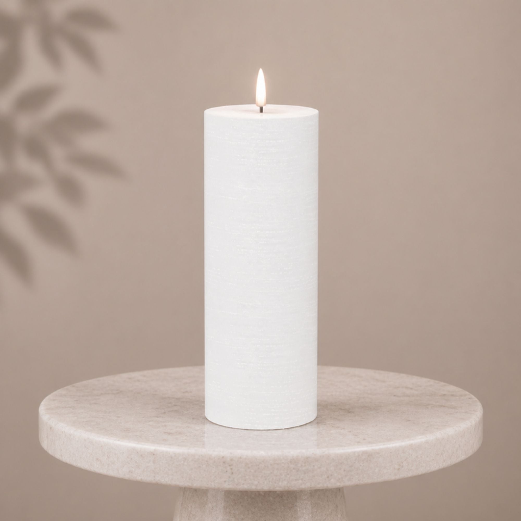 FIA Wick Candle WHITE (Set of 2) 3"D x 8"H Wax/Plastic 2 C Batteries Not Included