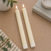 FIA Wick Taper Candle (Set of 2) CREAM 9.5”H Wax/Plastic 2 AAA Batteries Not Included