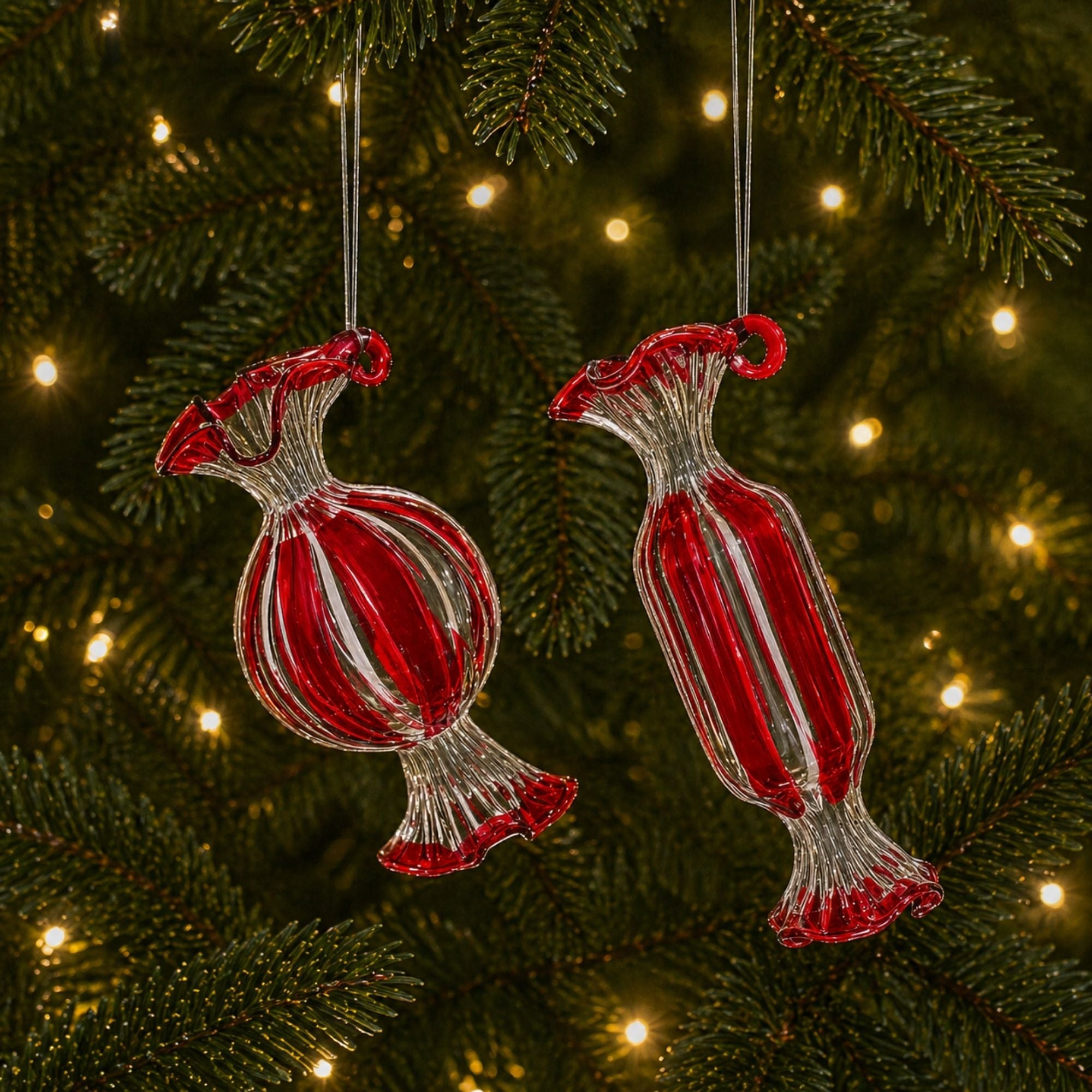 Candy Ornament (Set of 12) 3.5"H, 4"H Glass