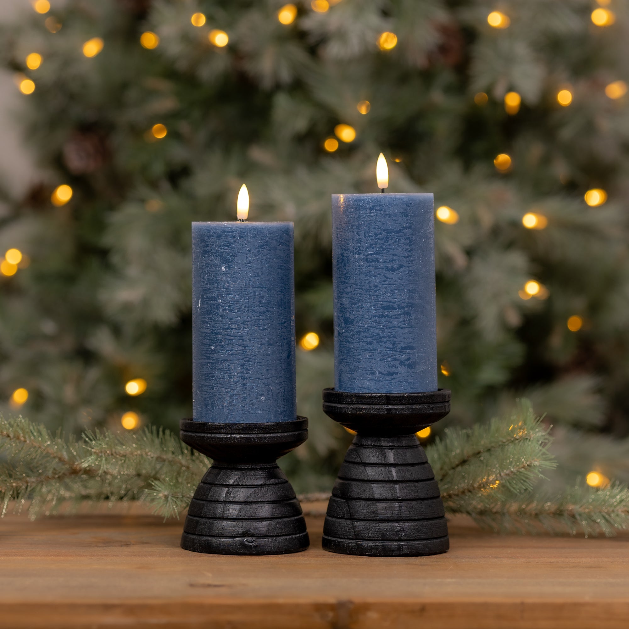 FIA Wick Candle BLUE (Set of 2) 3"D x 6"H Wax/Plastic 2 C Batteries Not Included