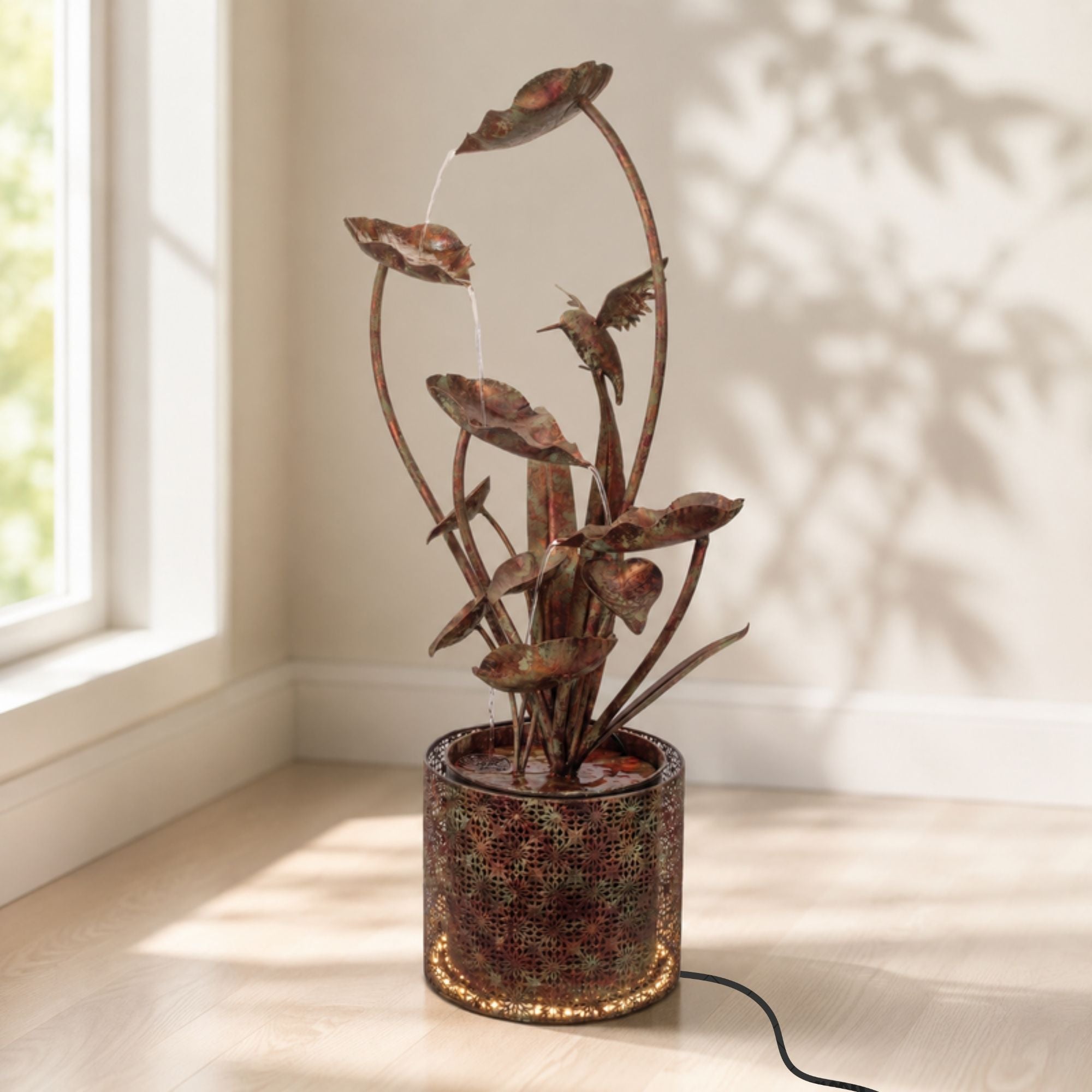 Fountain w/Light 42”H Iron