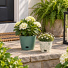 Self-Watering Plant Pot Set of 2 5" Green Flower & 7" Sage Green