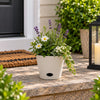 7" Cream Round Self-Watering Bamboo Pot