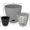 Self-Watering Plant Pot Set of 3 5" Black 7" Wildflower 10" Gray