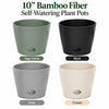 10" Cream Round Self-Watering Bamboo Pot