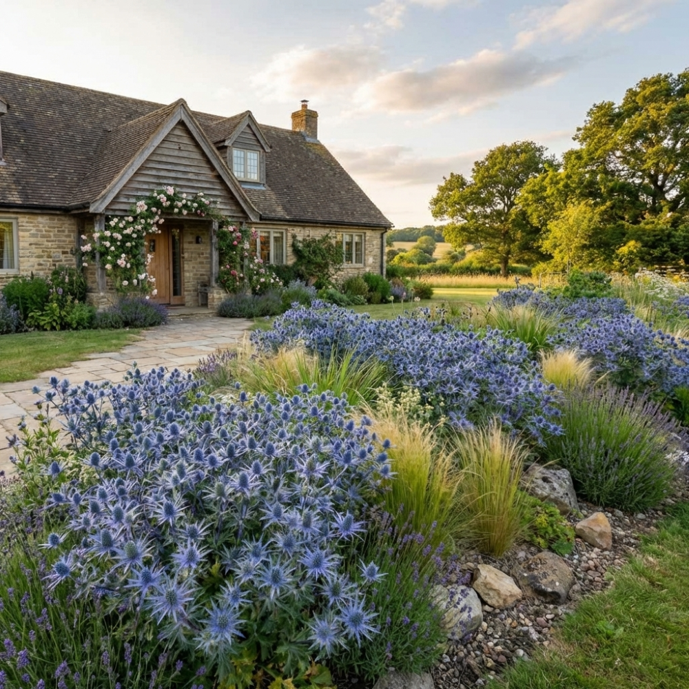Blue Glitter Sea Holly (Eryngium planum 'Blue Glitter') - QT