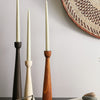 Tapered Candlestick Holder Pine Wood Cognac, Espresso, Natural