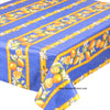 French Provencal tablecloth - Acrylic coated cotton, Spill-proof - 58" square - Lemons blue | Tissus Toselli